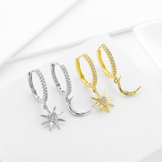 Earrings - moon and star