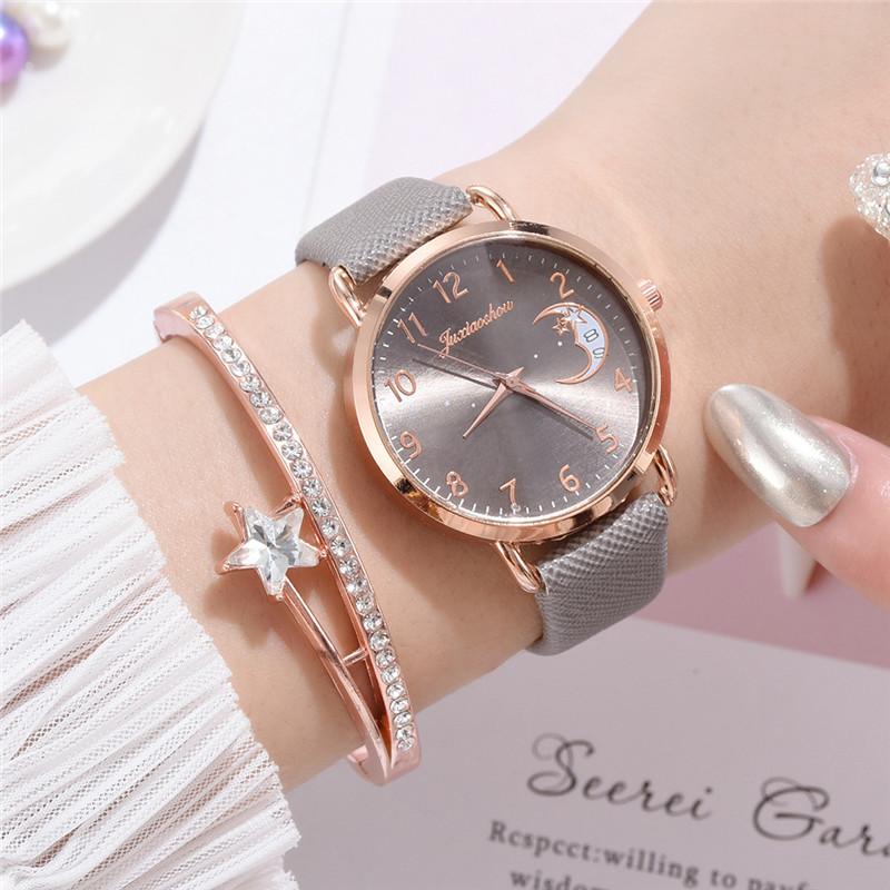 Women's quartz watch with a moon motif