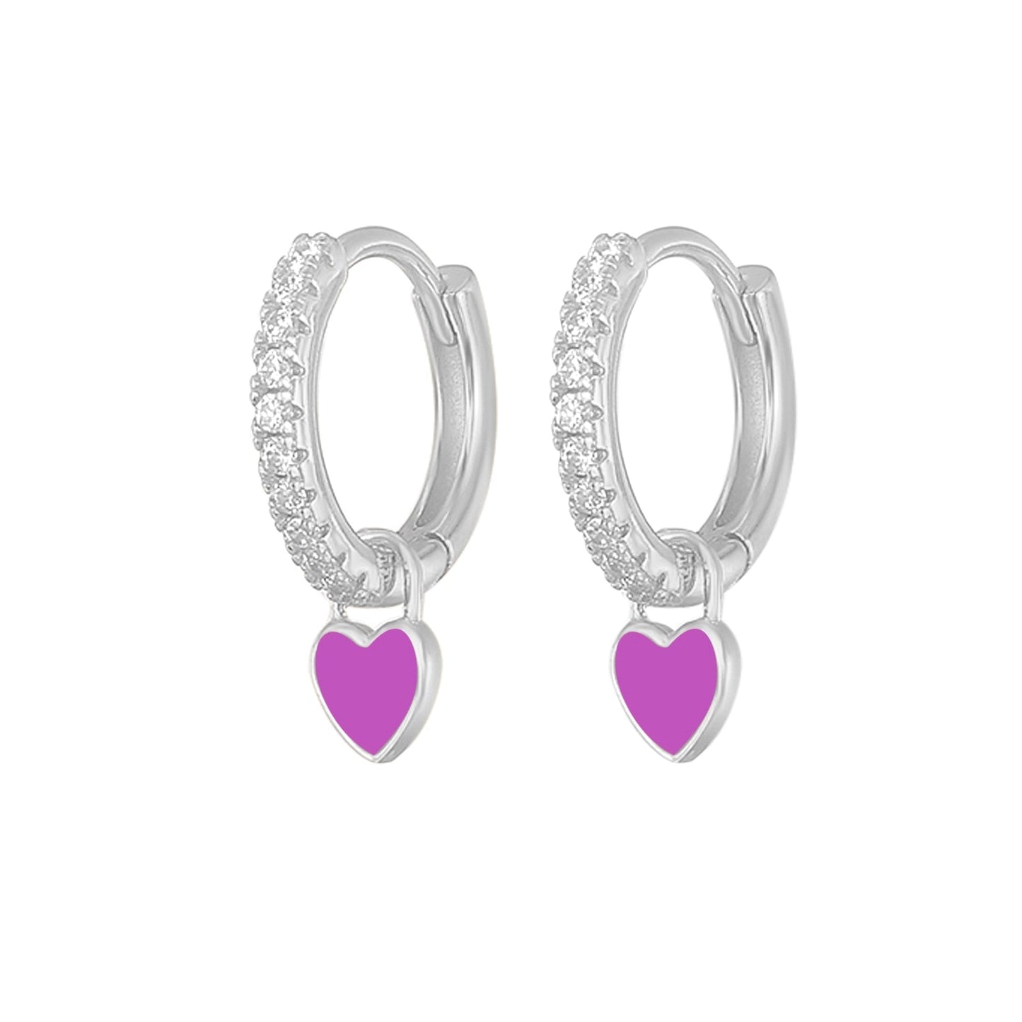 Silver earrings with hearts