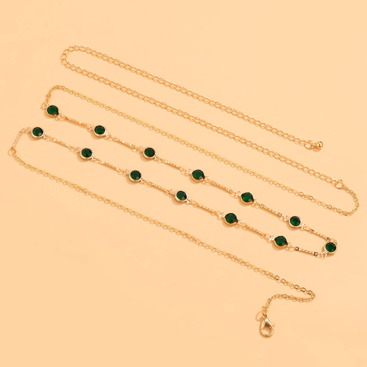 Chain for waist with green eyes
