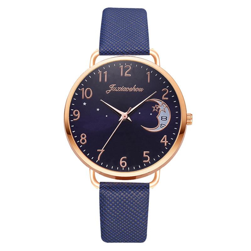 Women's quartz watch with a moon motif