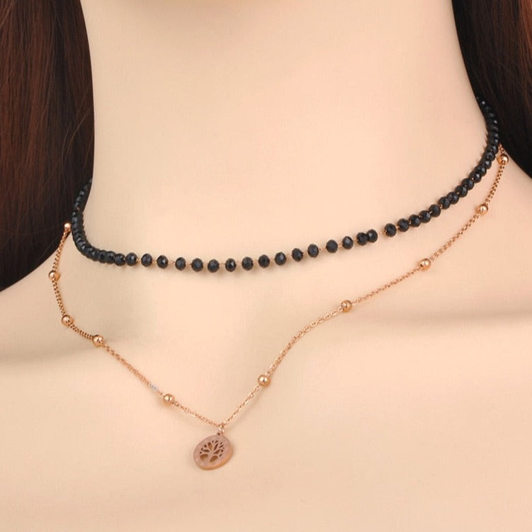 Double necklace with beads