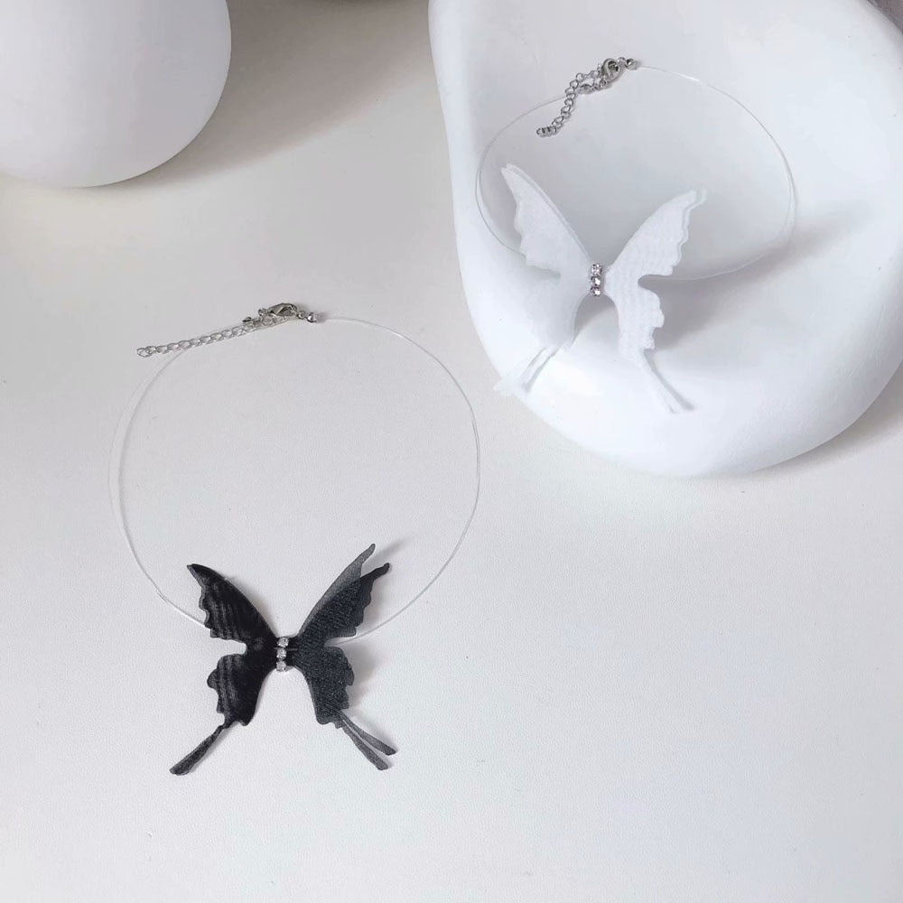 Choker necklace with a butterfly