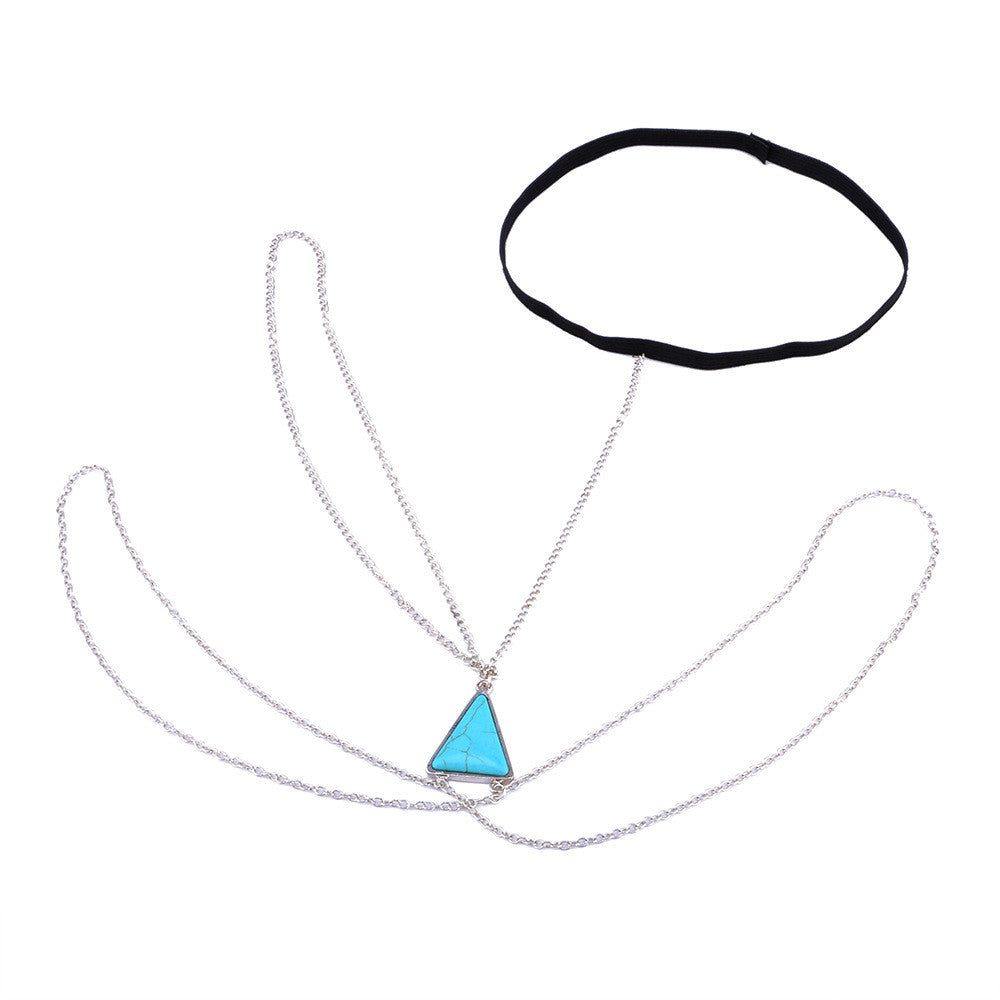 Minimalistic ankle chain with a turquoise stone