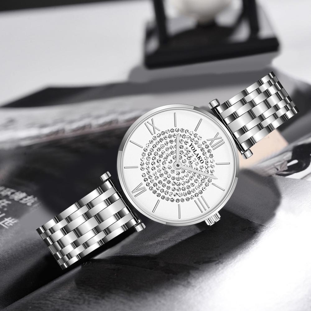 Women's watch with zircons on the dial