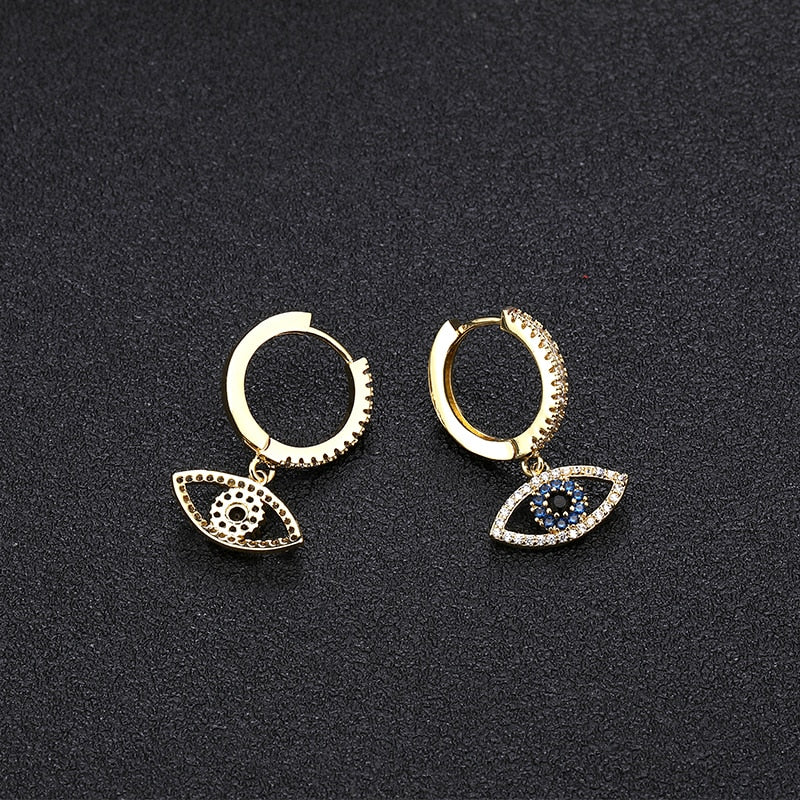 Earrings with zircons - eyes