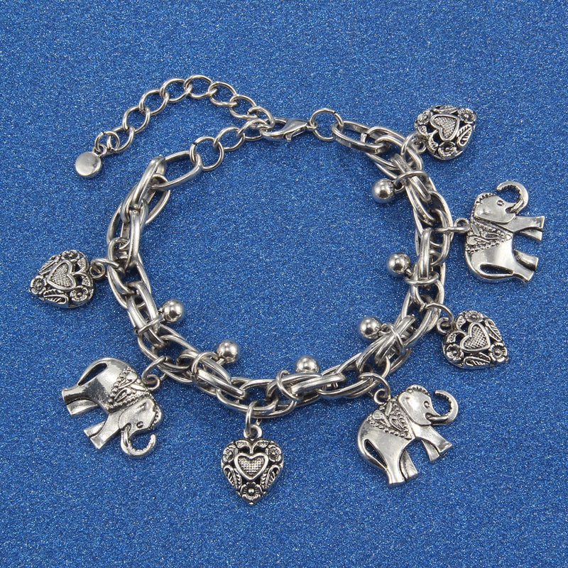 Ankle bracelet with elephant charms