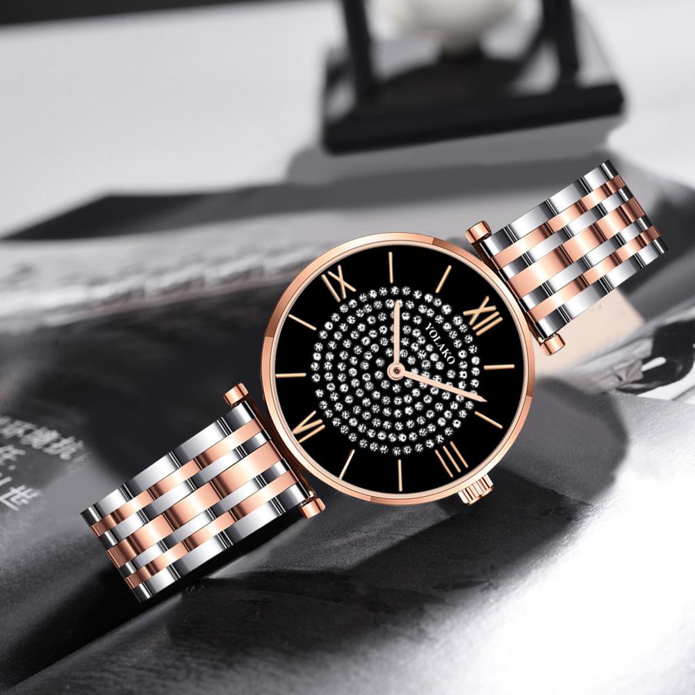 Women's watch with zircons on the dial