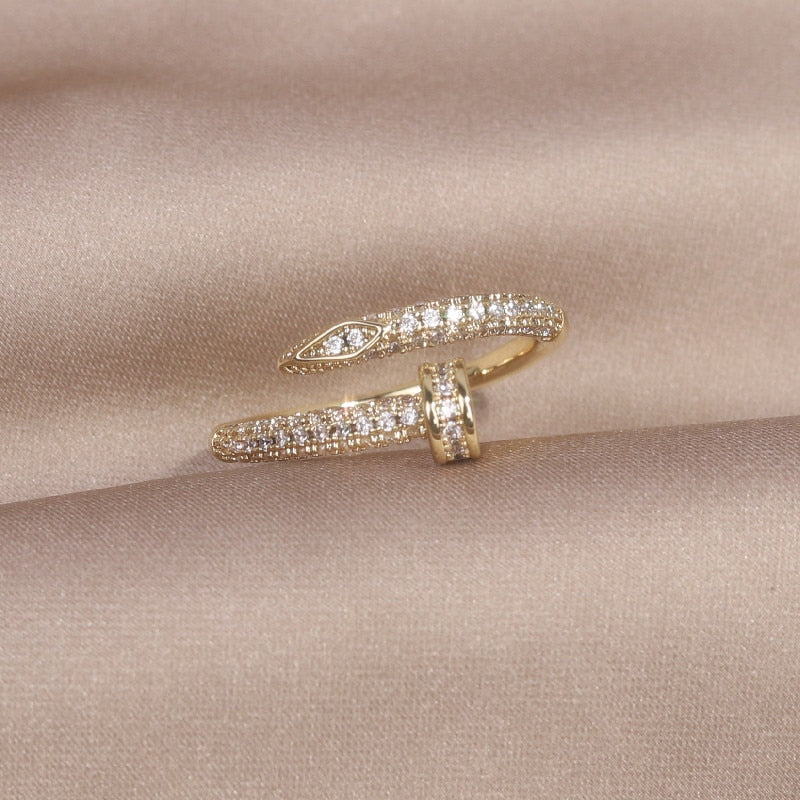 Open ring with zircons
