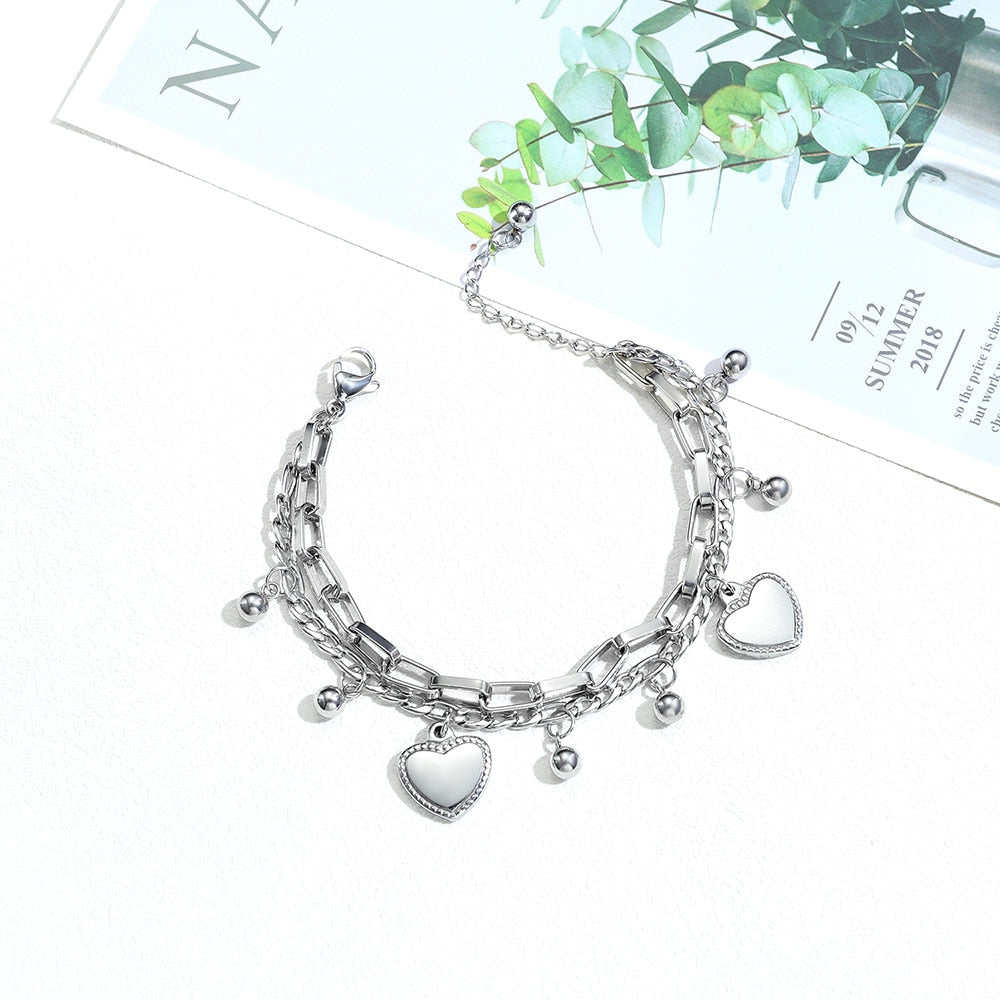 Bracelet with pendants - hearts