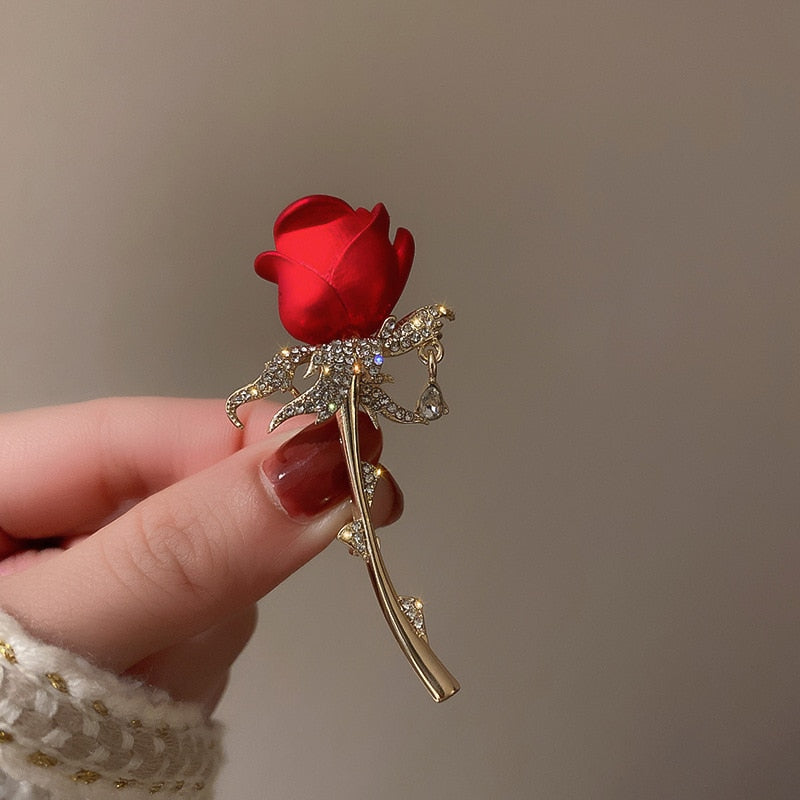 Brooch - rose with zircons