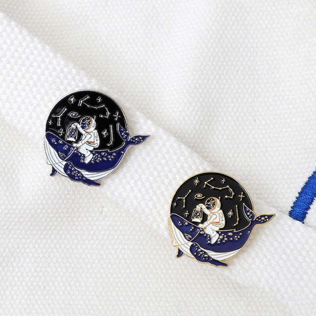 Pin - astronaut and whale