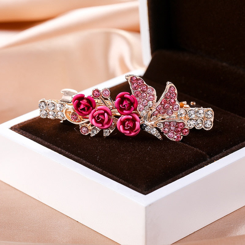 Hair clip with roses