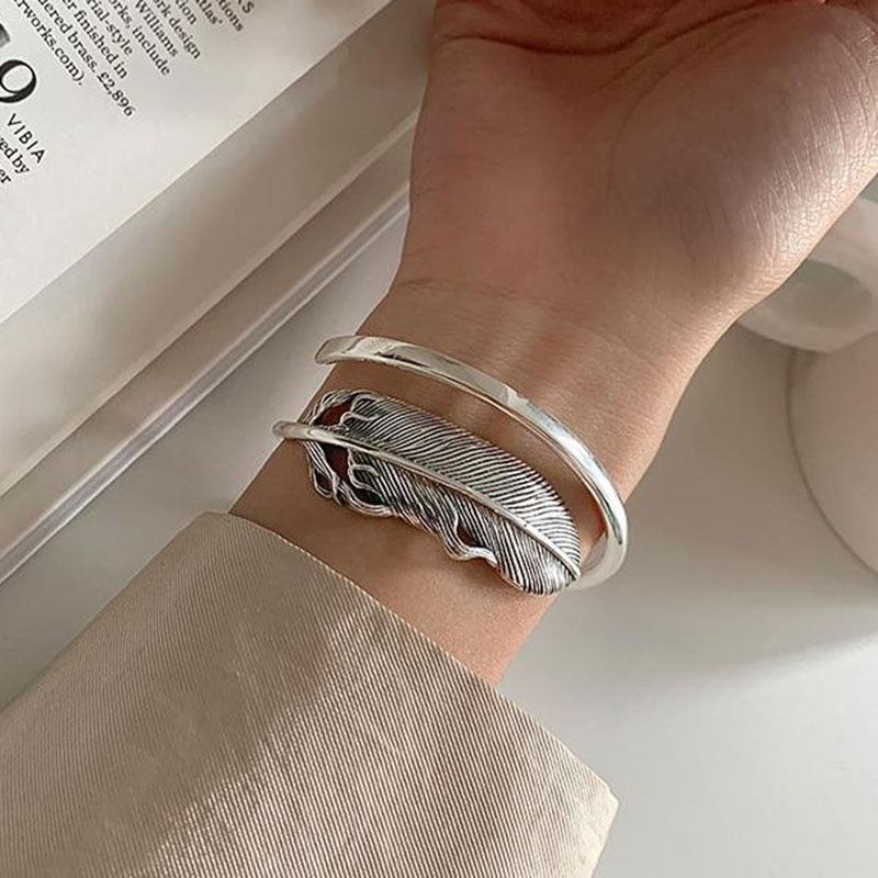 Silver bracelet - feather