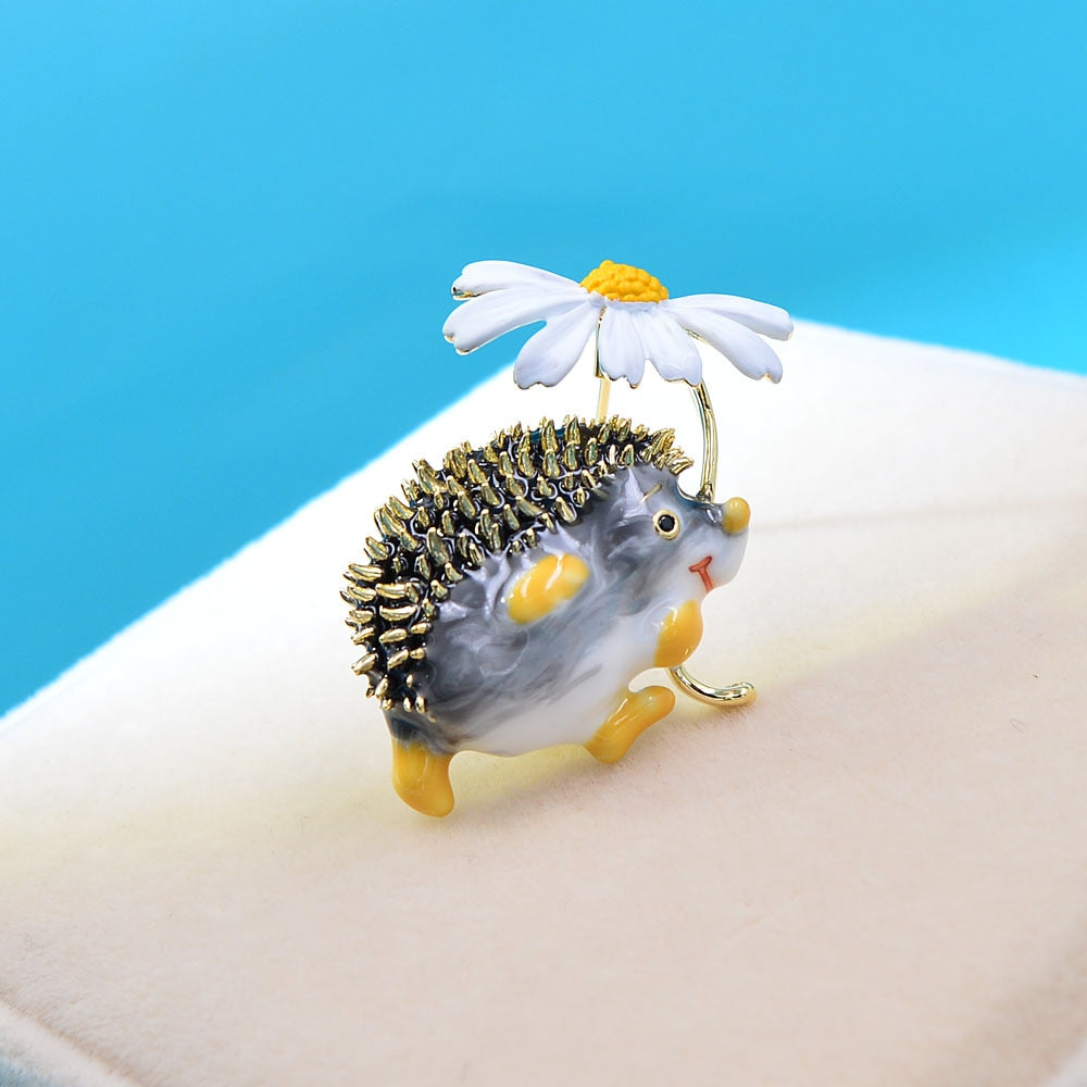 Pin - hedgehog with a flower