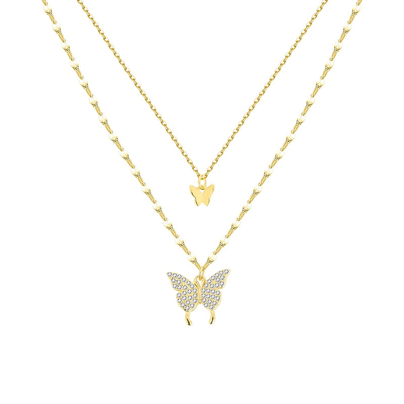 Double necklace - butterfly