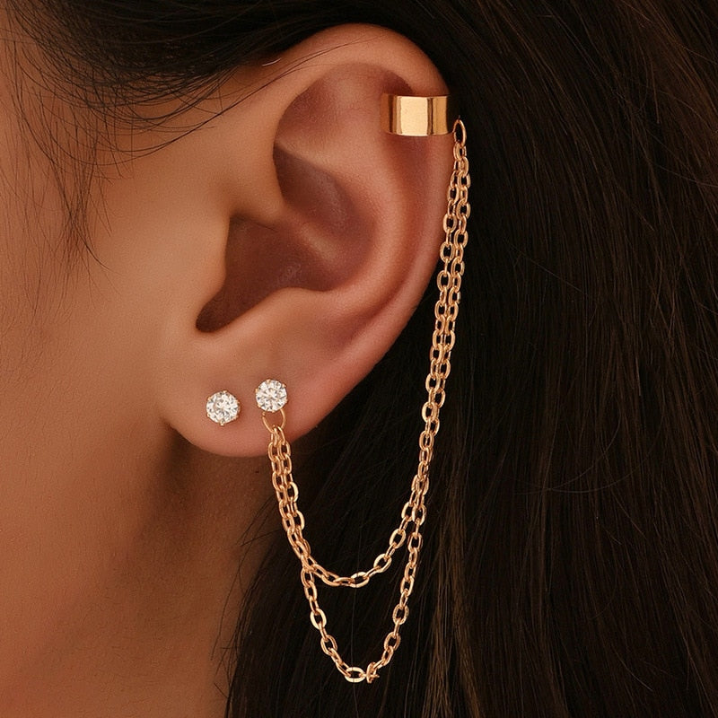 Ear cuff with a chain