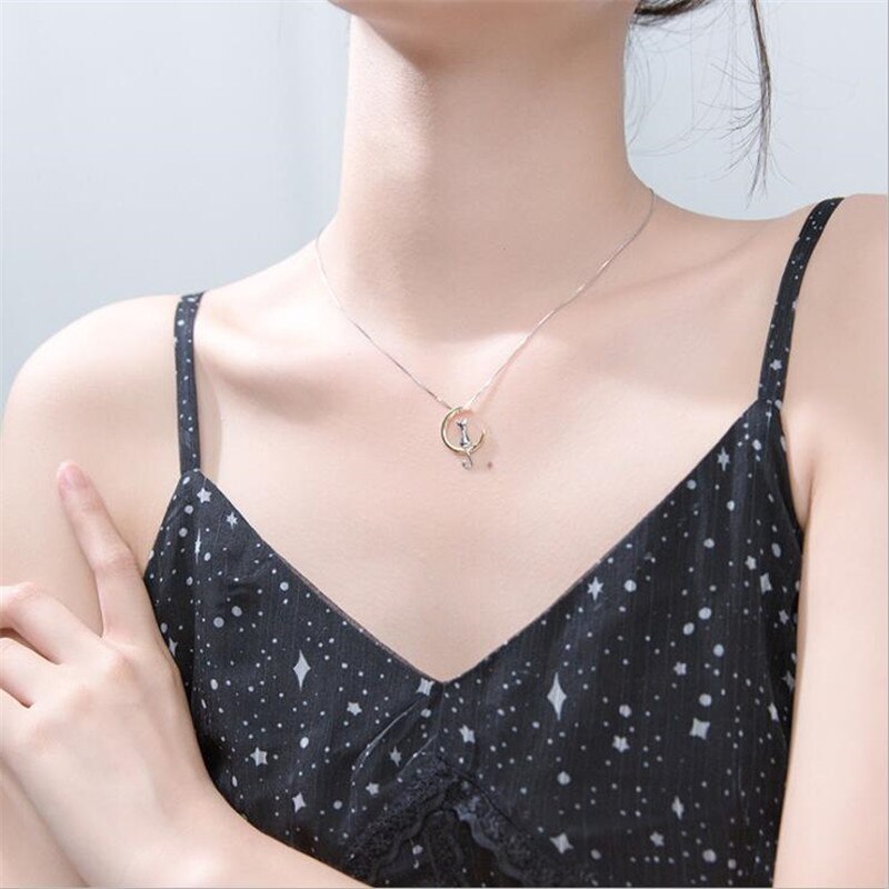 Necklace - cat on the moon