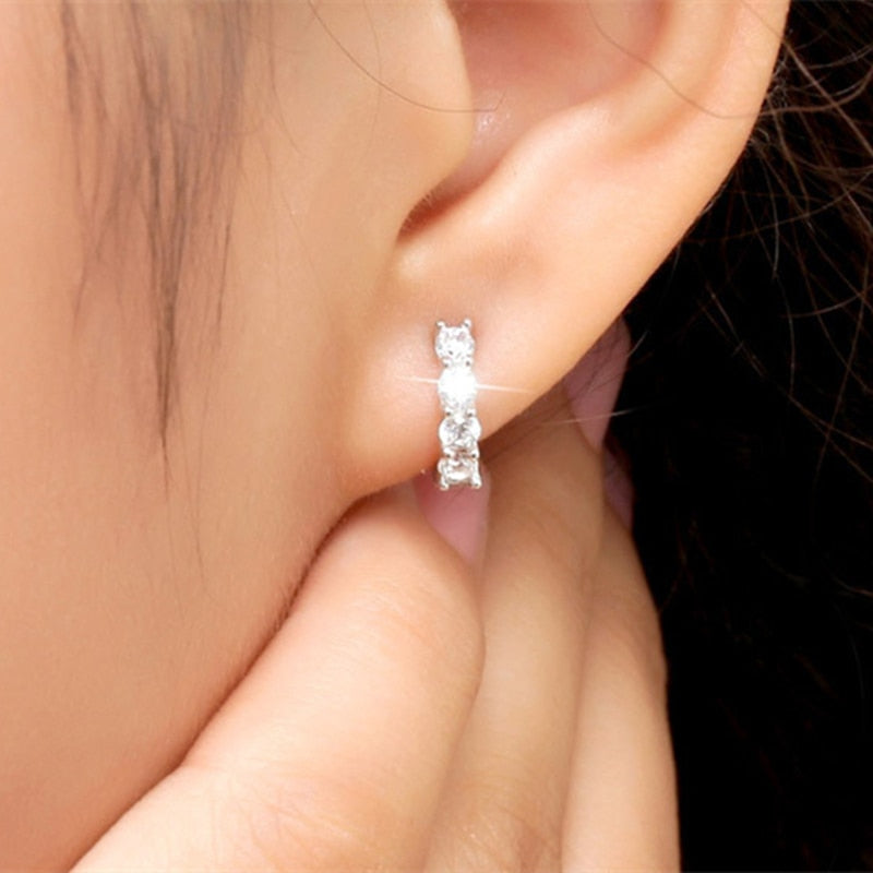 Silver earrings with zircons