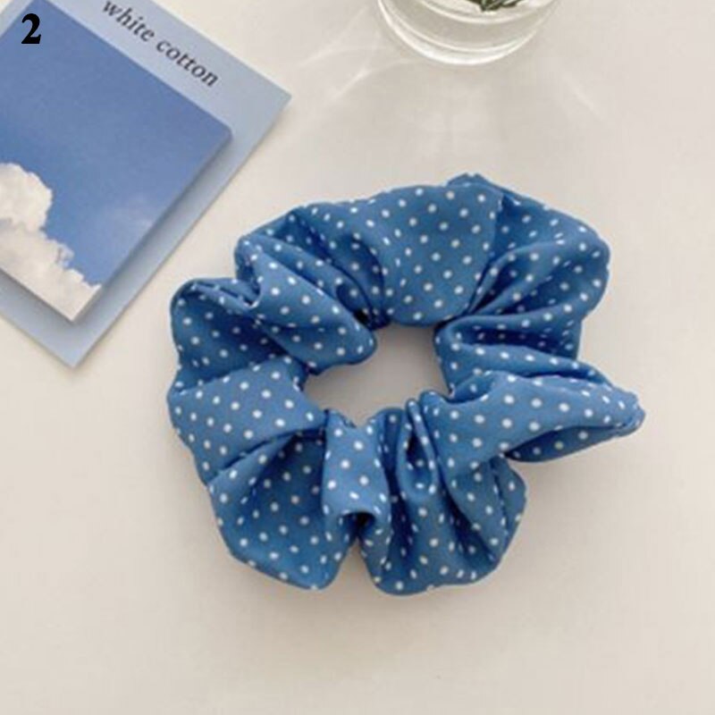 Blue scrunchie hair tie
