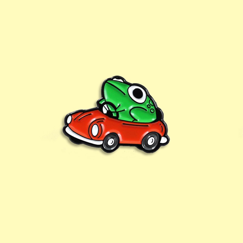 Pin - frog in a car