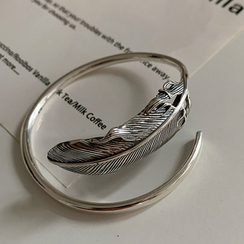 Silver bracelet - feather