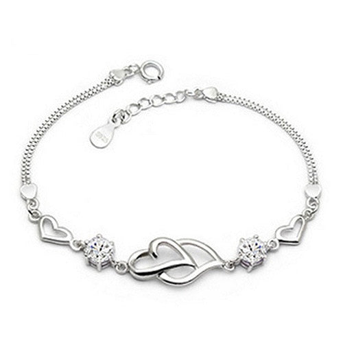 Silver heart motif bracelet