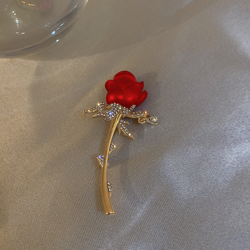 Brooch - rose with zircons