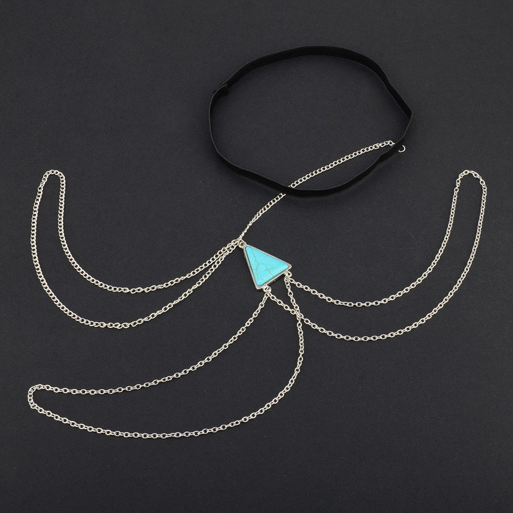 Minimalistic ankle chain with a turquoise stone