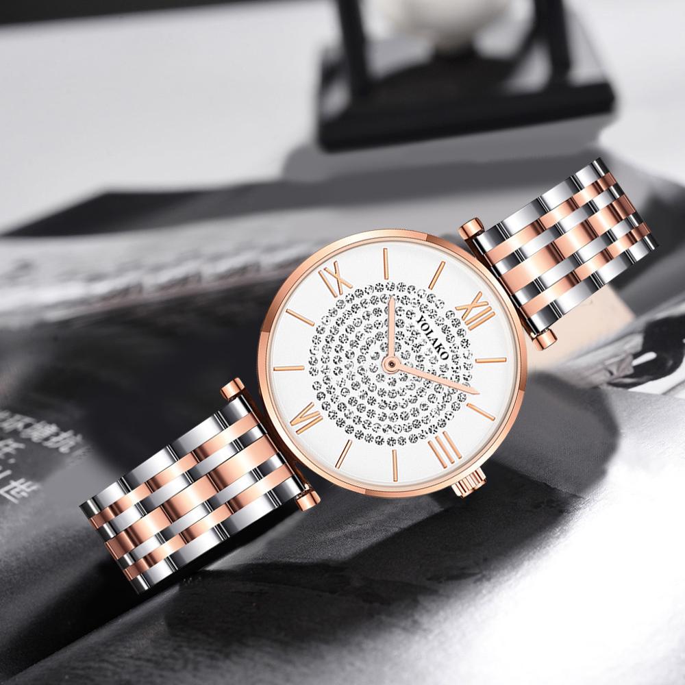 Women's watch with zircons on the dial