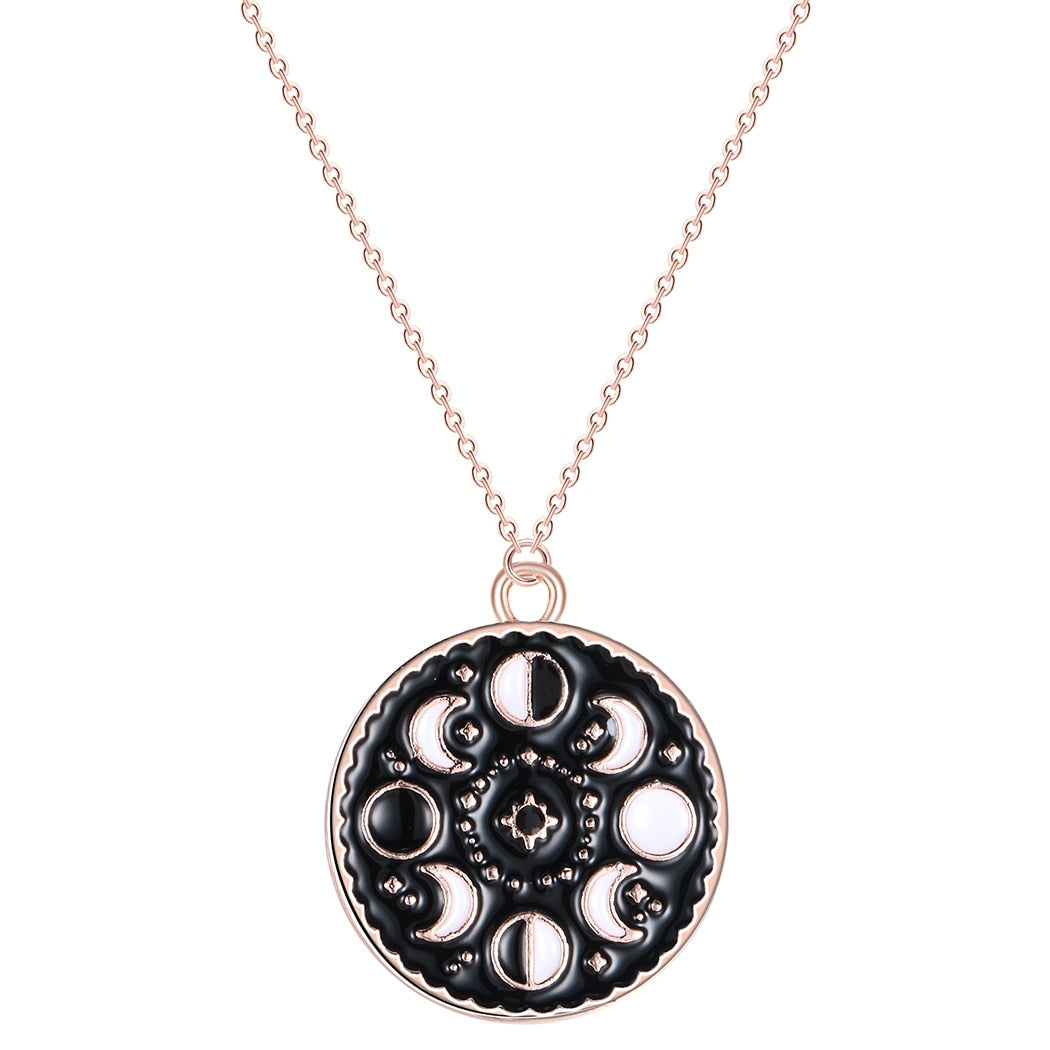Necklace with a pendant in the shape of moon phases