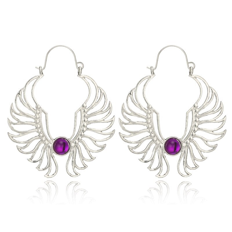 Wing motif earrings