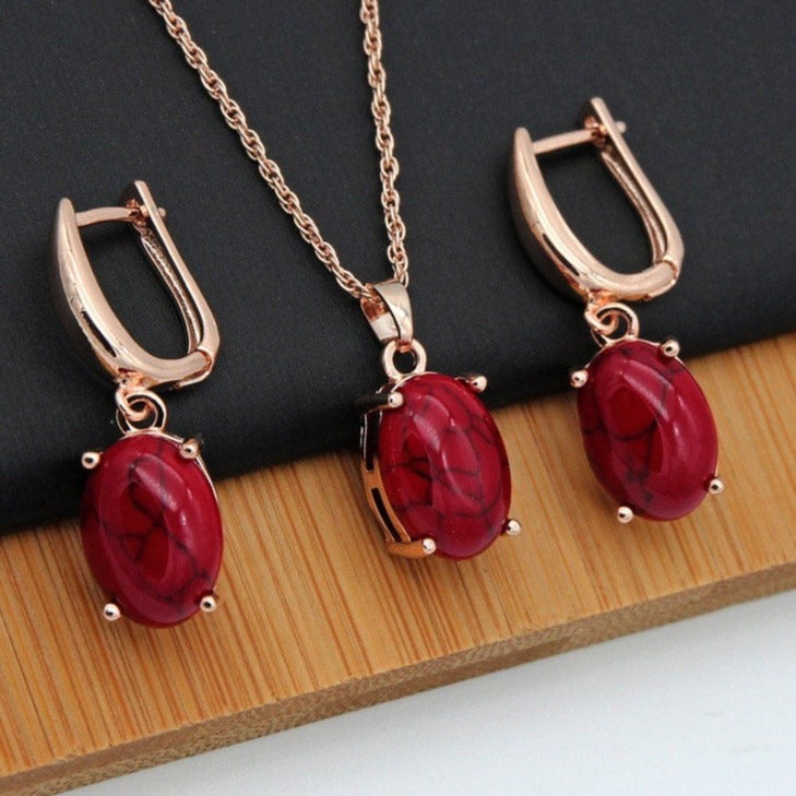 Set of jewelry with a colorful stone