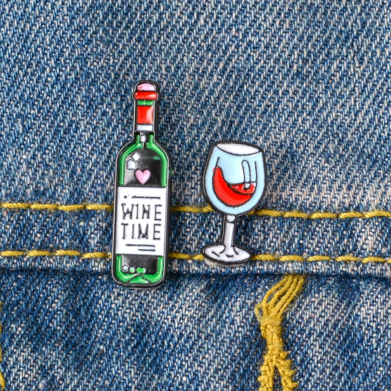 Set of pins - wine and glass