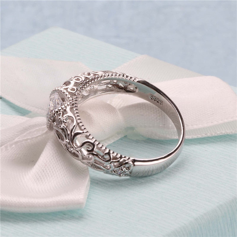 Openwork ring with cubic zirconia