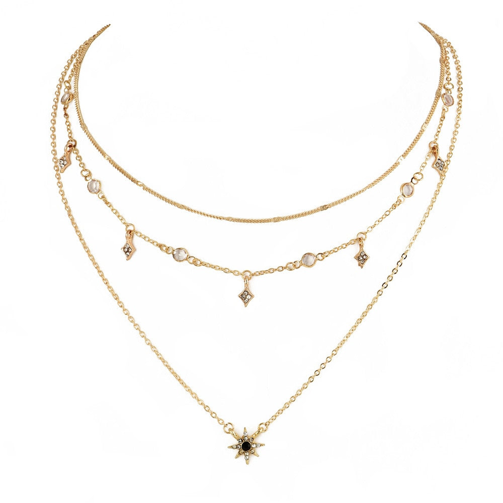 Triple necklace with pendants