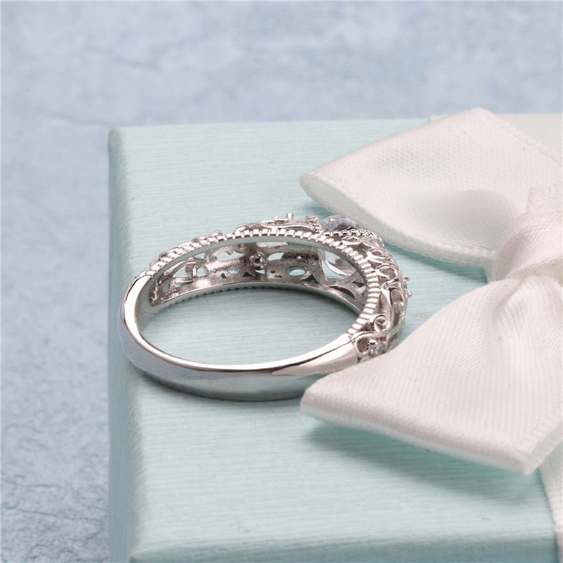 Openwork ring with cubic zirconia