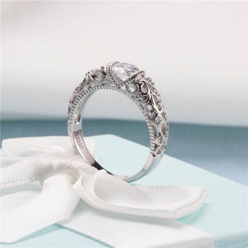 Openwork ring with cubic zirconia