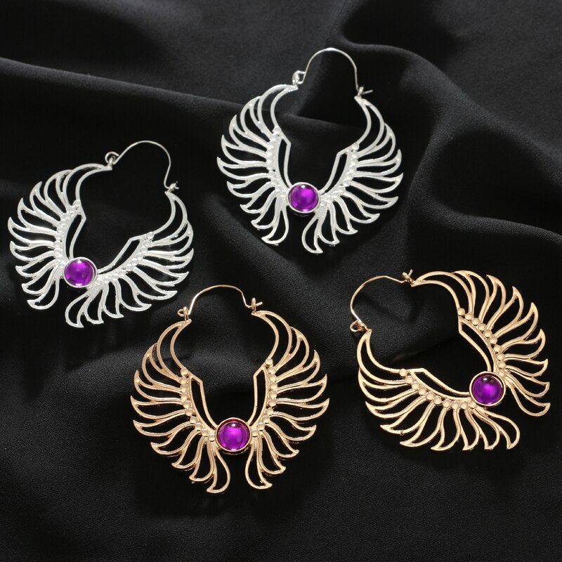 Wing motif earrings