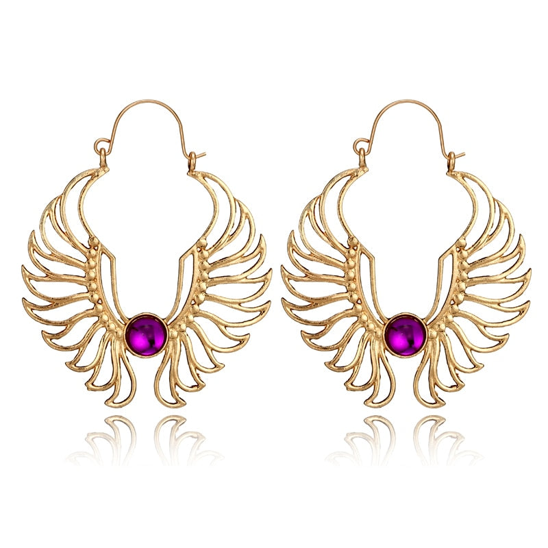 Wing motif earrings