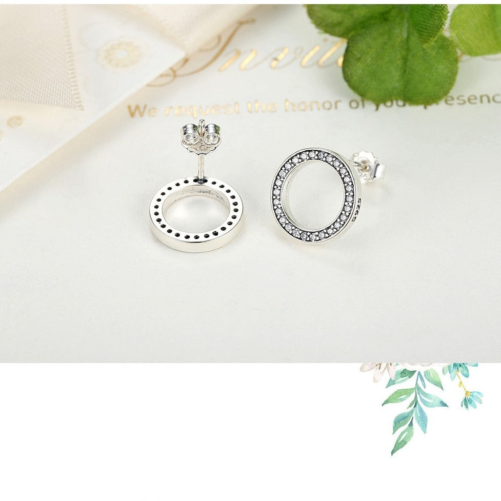 Silver circle earrings