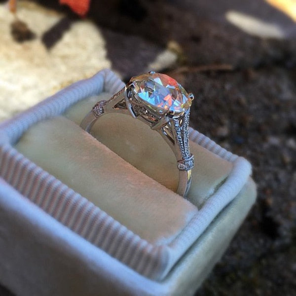 Silver ring with a large eyelet