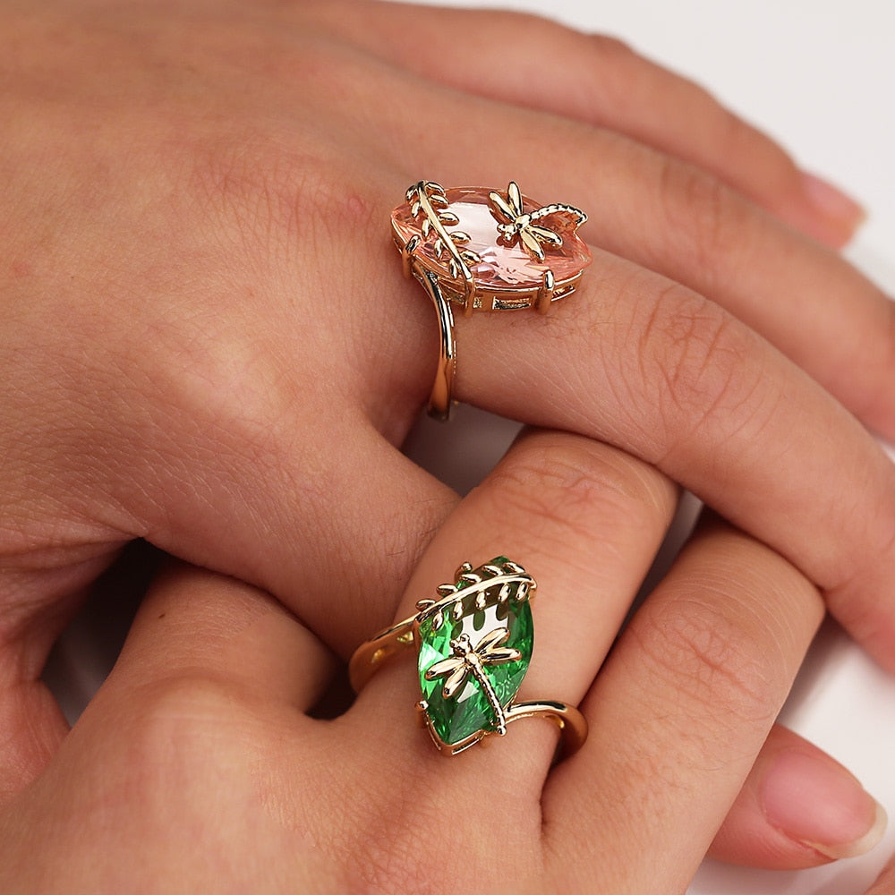 Dragonfly on stone ring