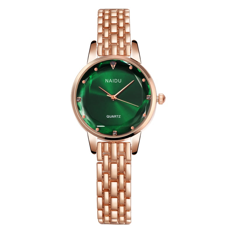 Elegant ladies watch on a bracelet with a colorful dial