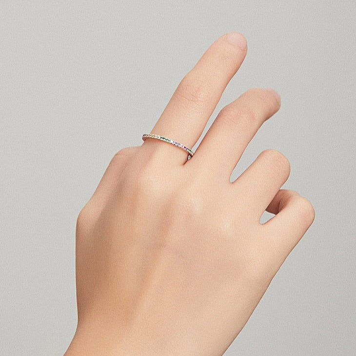 Ring with colorful zircons