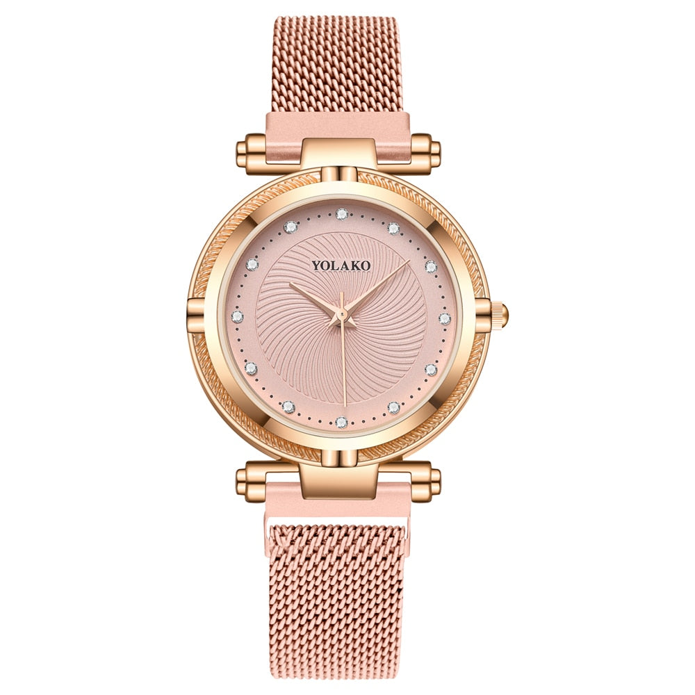 Quartz ladies watch with crystals