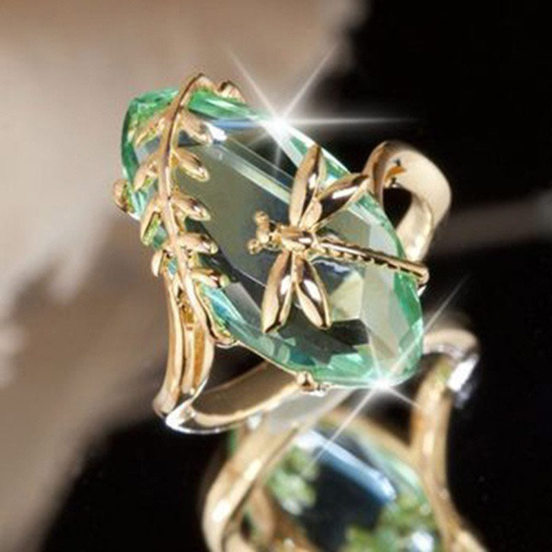 Dragonfly on stone ring