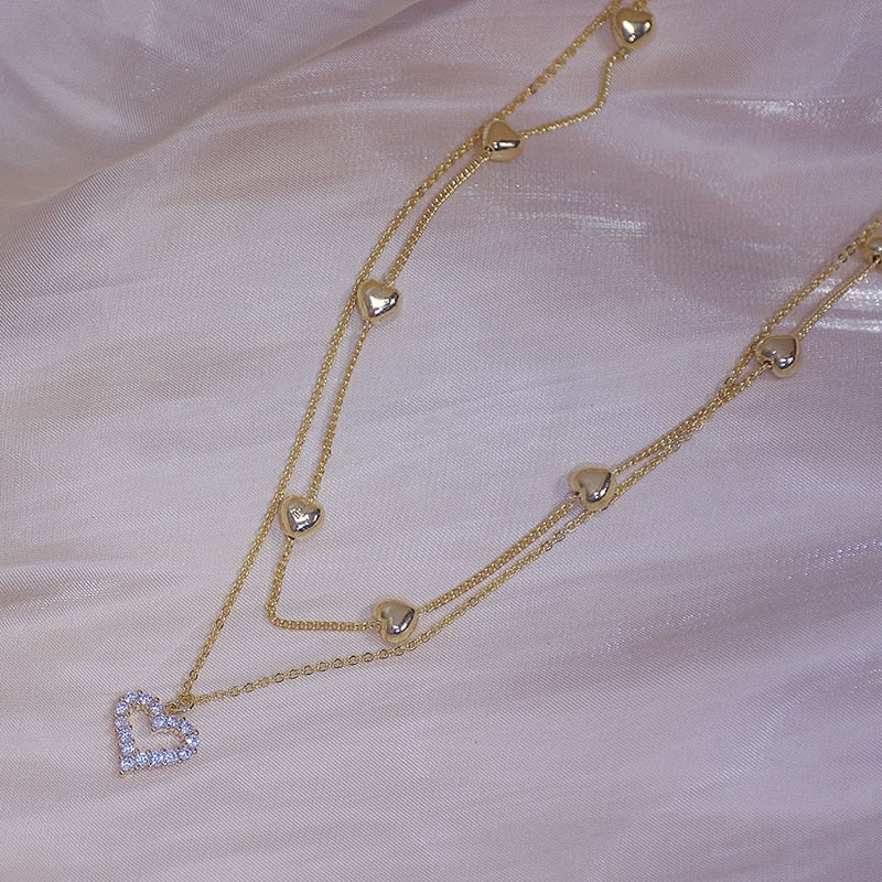 Double necklace - hearts