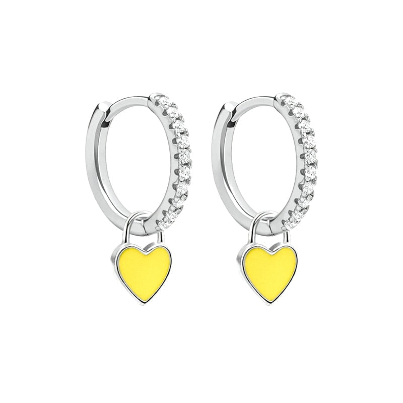 Silver earrings with hearts