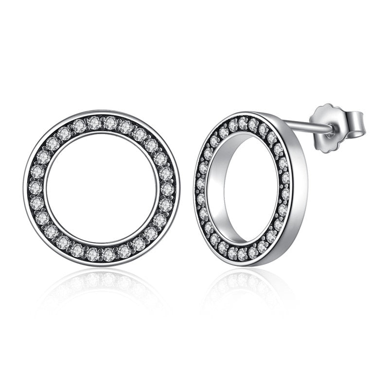 Silver circle earrings